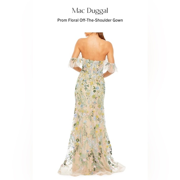 Mac Duggal off the shoulder embroidered gown size 2 - Picture 3 of 5